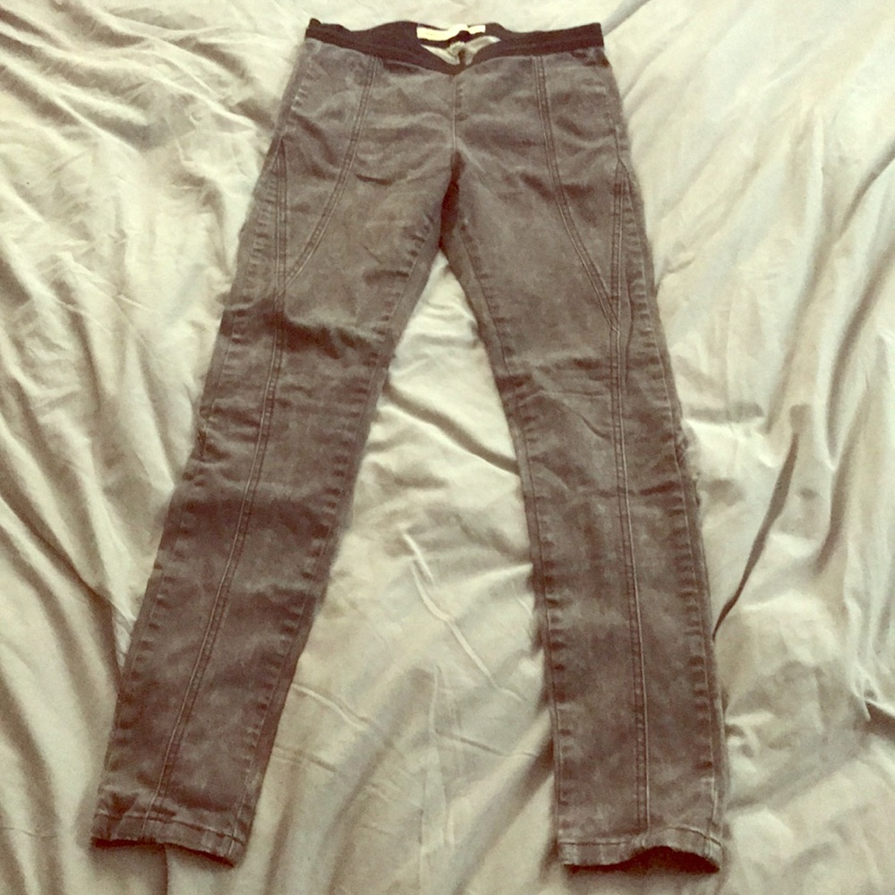 Stretch denim biker jeans